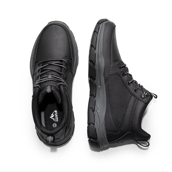 Men's Lightweight Vegan Leather Hiking Boots - BLACK - 4